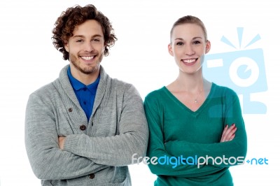 Young Couple Posing In Trendy Wear Stock Photo