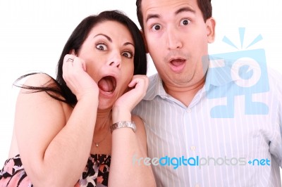 Young Couple Scared Stock Photo