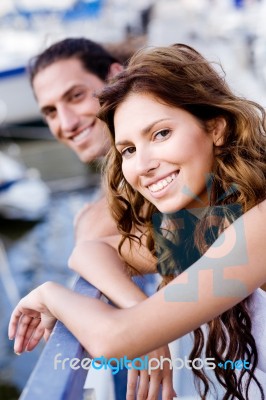 Young Couple Smiling Stock Photo