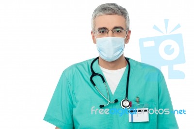 Young Doctor In Protective Medical Mask Stock Photo