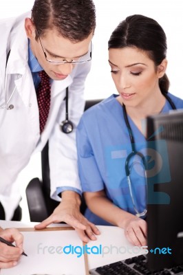 Young Doctors Discussing Stock Photo