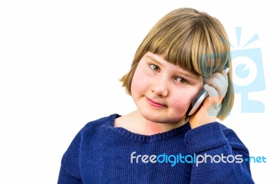 Young Dutch Girl Phoning With Mobile Phone Stock Photo