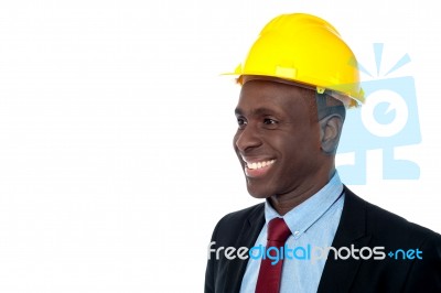 Young Engineer Looking Away Stock Photo