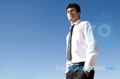 Young Executive Man Looking At The Horizon Stock Photo