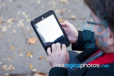 Young Executive Man With A Tablet Stock Photo