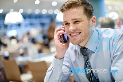 Young Executive Talking On The Phone Stock Photo