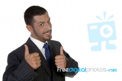 Young Executive Wishing Good Luck Stock Photo