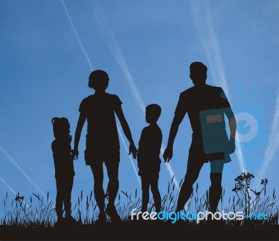 Young Family In Park Stock Image