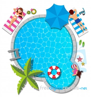 Young Family Relaxing At Swimming Pool For Summer Stock Image