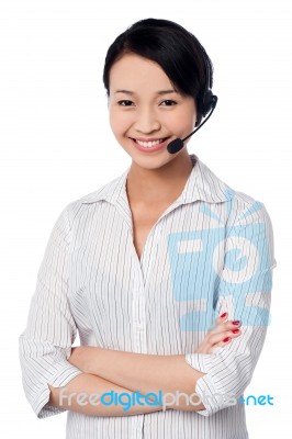 Young Female Call Centre Executive Stock Photo