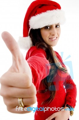 Young Female Showing Thumb Up Stock Photo