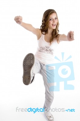 Young Girl Dancing Stock Photo