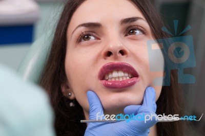 Young Girl Having Dental Check Up Stock Photo