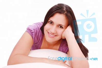 Young Girl Laying Down Stock Photo