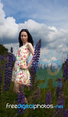 Young Girl On A Walk In The Park Stock Photo