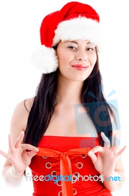 Young Girl Showing Okay Gesture Stock Photo