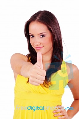 Young Girl Showing Thumbs Up Stock Photo