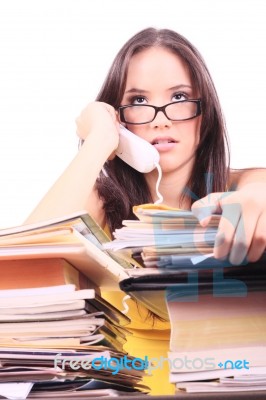 Young Girl Talking On Telephone Stock Photo