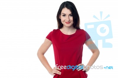 Young Gorgeous Woman In Red Stock Photo