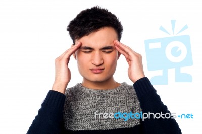 Young Guy Having Headache Stock Photo