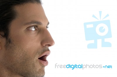 Young Guy Surprised With Facial Expressions Stock Photo