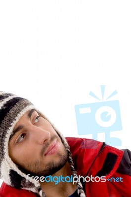 Young Guy Wearing Winter Cap Stock Photo