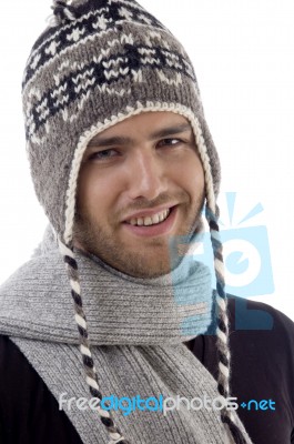 Young Guy Wearing Woolen Cap Stock Photo