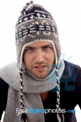 Young Guy Wearing Woolen Cap Stock Photo