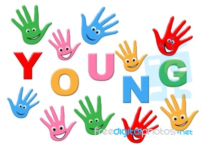 Young Handprints Indicates Kids Youth And Painted Stock Image