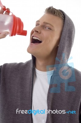 Young Handsome Man With Water Bottle Stock Photo