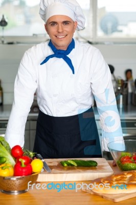 Young Happy Man In A Modern Kitchen Stock Photo