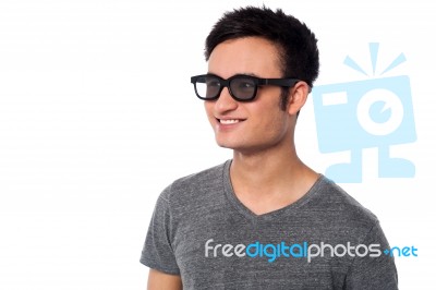 Young Happy Man Wearing Dark Sunglasses Stock Photo