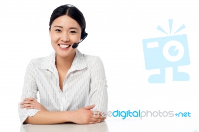 Young Help Desk Executive At Your Service Stock Photo