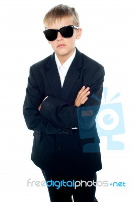 Young Kid Wearing Sunglasses Stock Photo