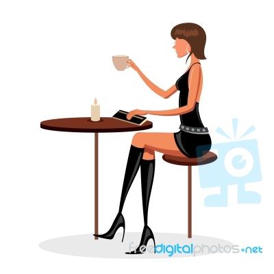 Young Lady In Cafe Stock Image