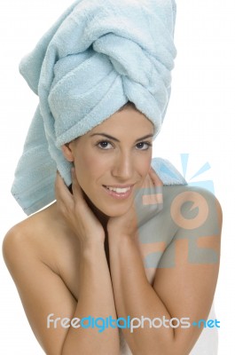 Young Lady Wearing Towel Stock Photo