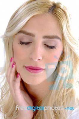 Young Lady With Closed Eyes Stock Photo