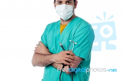 Young Male Doctor Wearing Face Mask Stock Photo