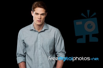 Young Male Model Posing With Attitude Stock Photo