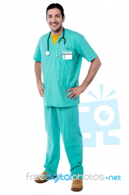 Young Male Physician Posing Casually Stock Photo