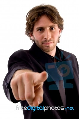 Young Male Pointing Out Stock Photo