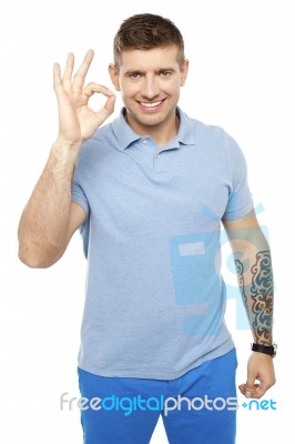 Young Male Showing Ok Sign Stock Photo