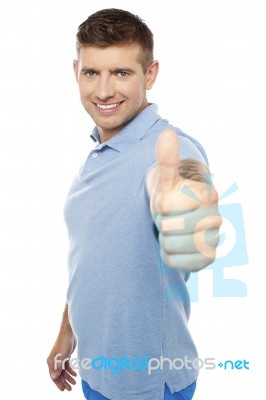 Young Male Showing Thumbs Up Stock Photo