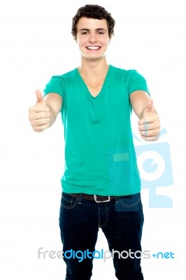 Young Male Showing Thumbs Up Stock Photo