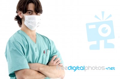 Young Male Surgeon With Facial Mask Stock Photo