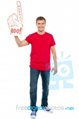 Young Male Wearing Gloves Stock Photo