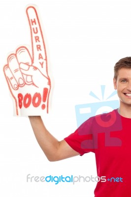 Young male wearing gloves Stock Photo