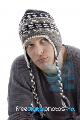 Young Male Wearing Woollen Cap Stock Photo