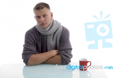 Young Male With Coffee Mug Stock Photo