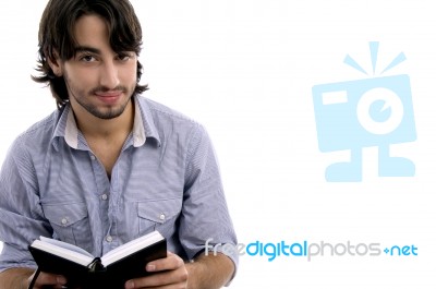 Young Male With His Diary Stock Photo